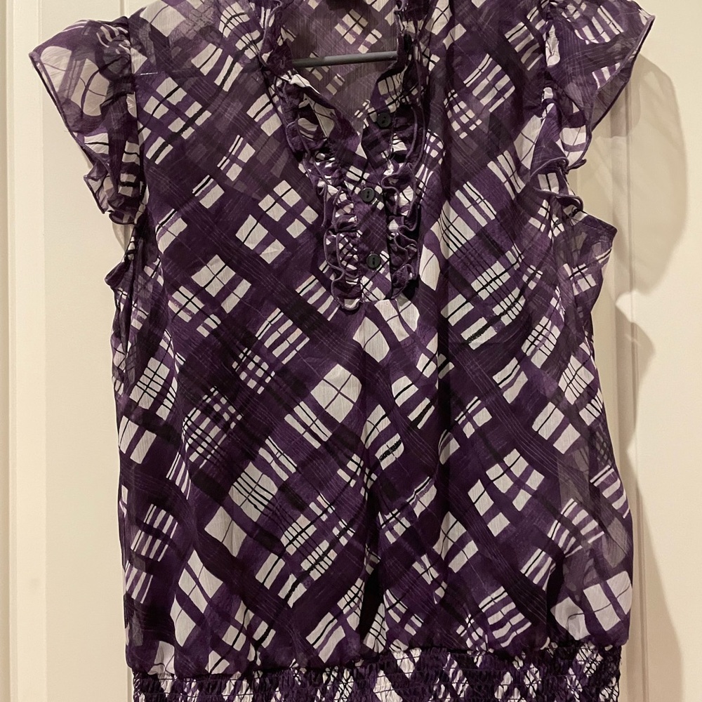 Byer California Purple Checkered Blouse